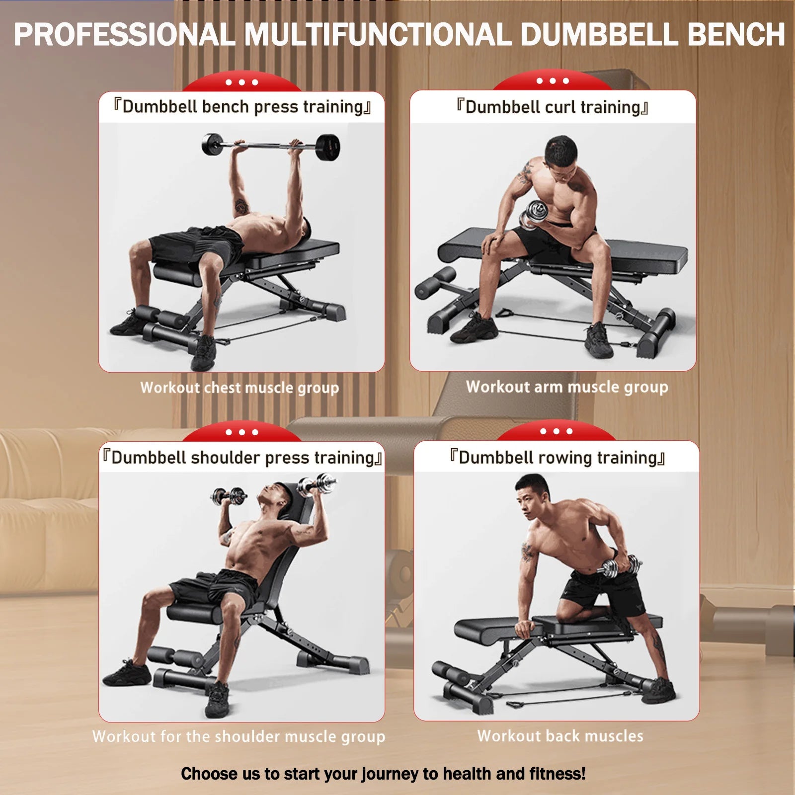 Adjustable Weight Bench for Full Body Workout, Multifunctional Strength Training, Dumbbell