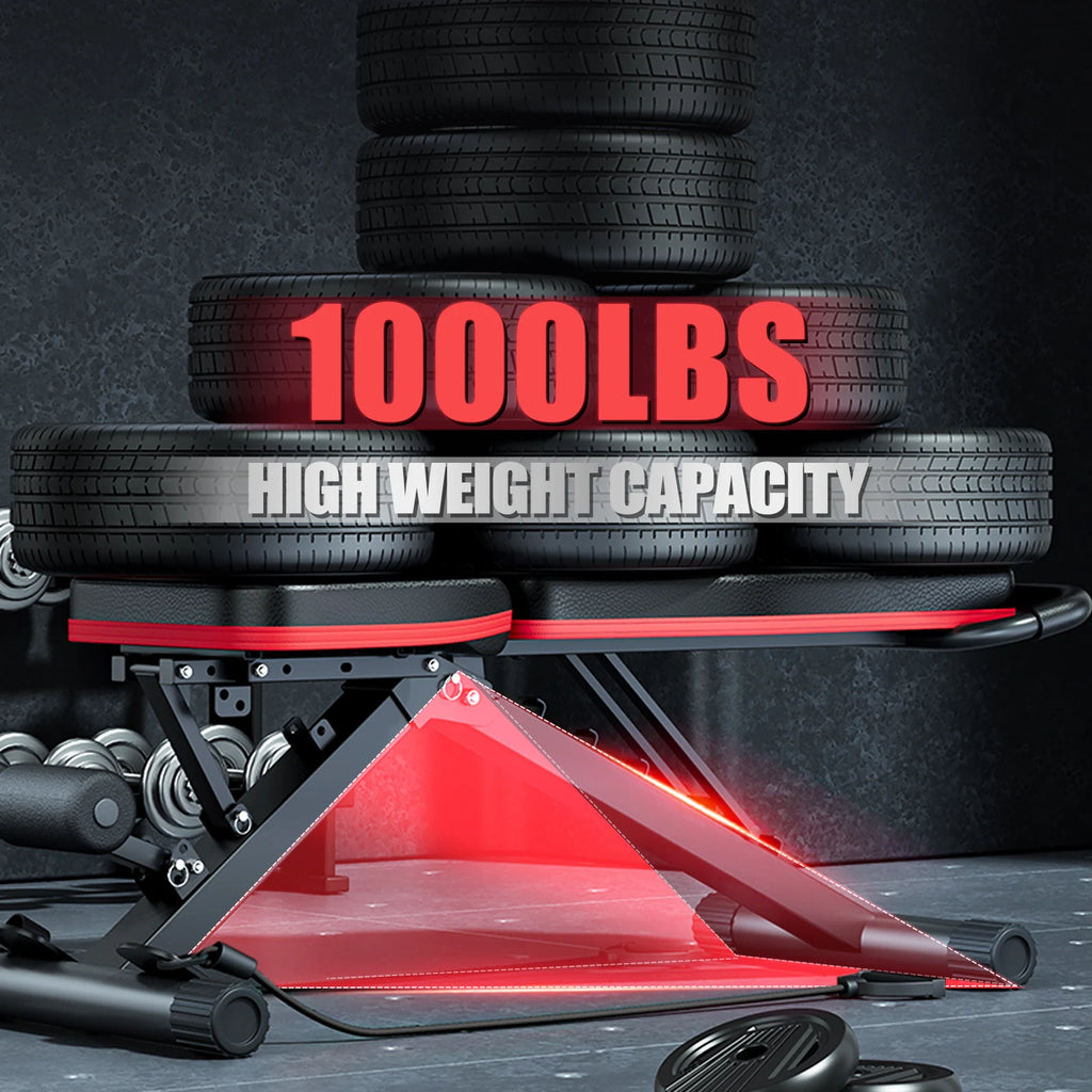 Foldable Dumbbell 14-in-1 Full Body Workout Weight Bench is Pre-Assembled, Multi-Functional and 6 Adjustable Levels