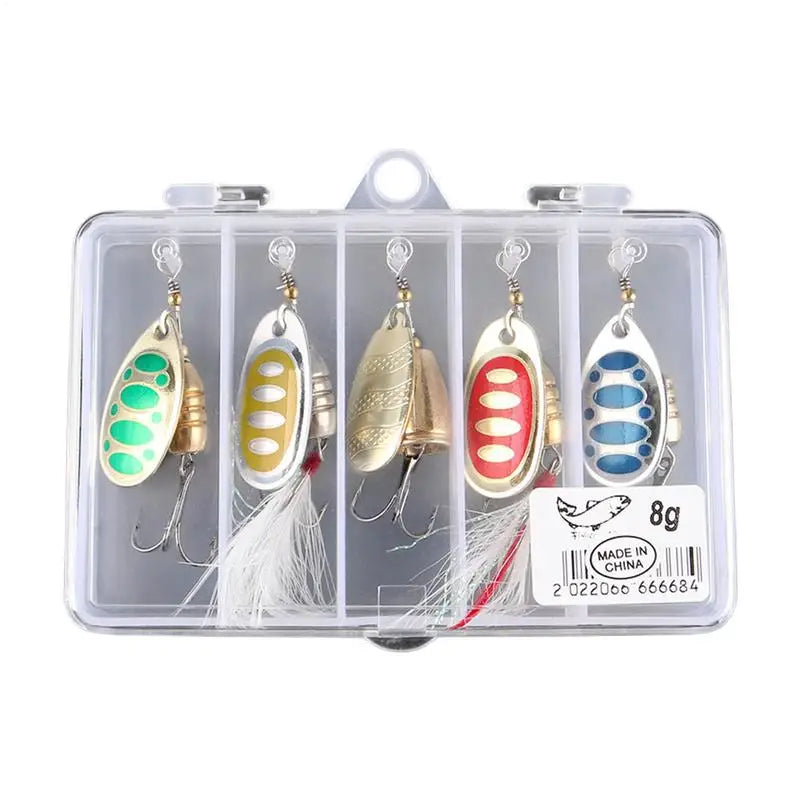 Fishing Lures Spinner Baits Kit with Tackle Boxes Fishing Spinnerbait Metal Spinner Lure Kit for Bass Trout Salmon Walleye