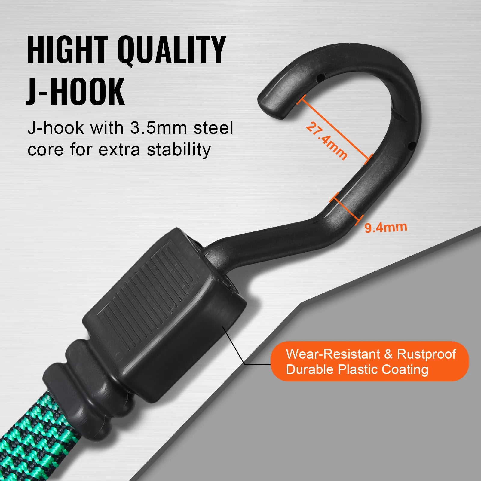 32pcs Bungee Cords 2M Elastic Luggage Bungee Straps with A3 Steel J-Hooks Anti-slip Flat Elasticity Rope