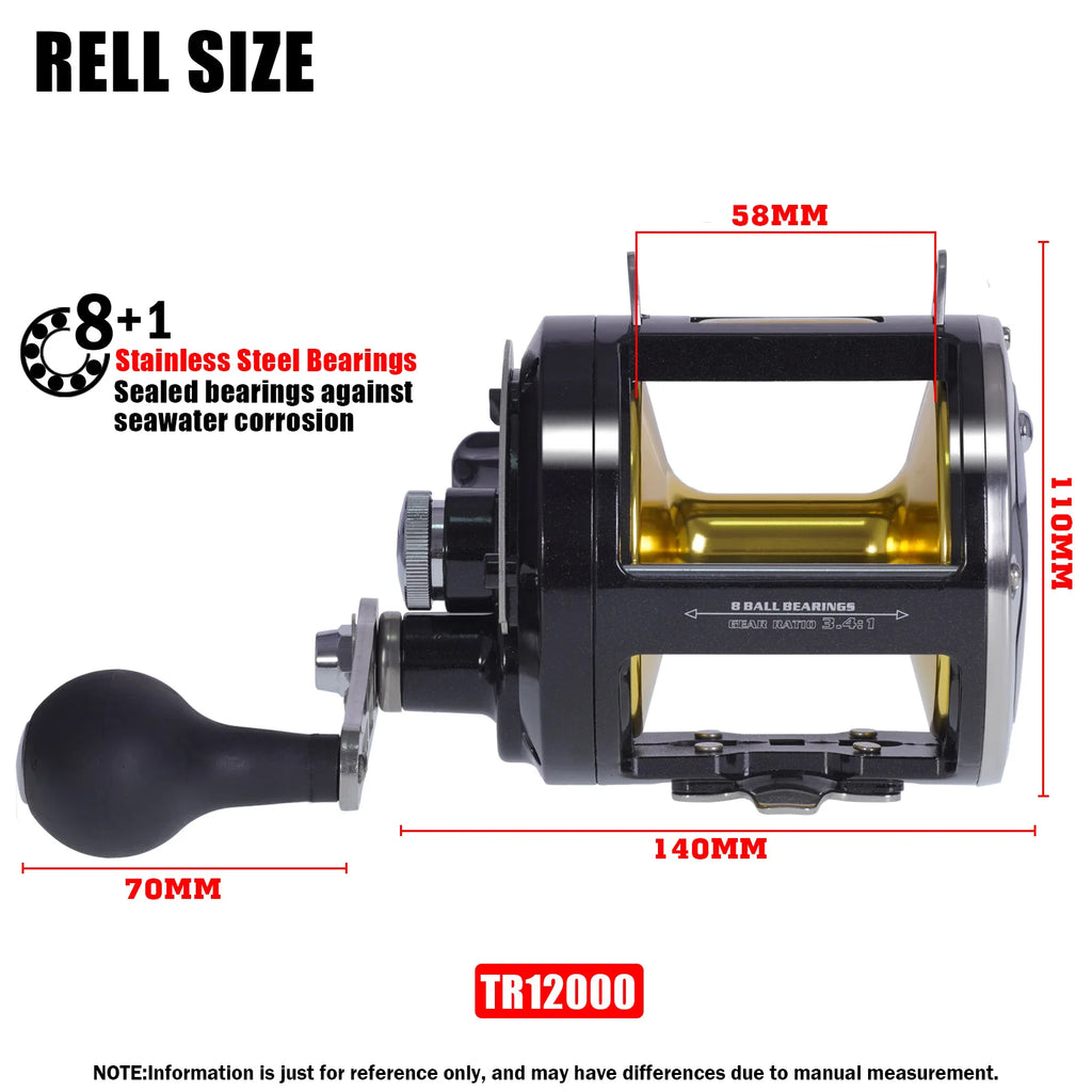Trolling Drum Fishing Reels All Aluminum Alloy Body Sea Saltwater Accessories Drag 30KG Jigging Reel Boat Carretilha De Pesca from China