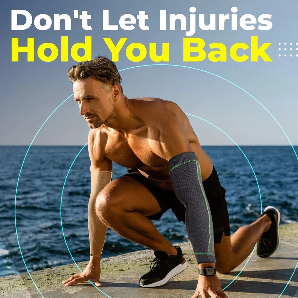 Sports Arm Compression Sleeves Anti-Slip Elbow Support Youth Adult Cycling Basketball Football Volleyball Baseball Tennis Golf from China