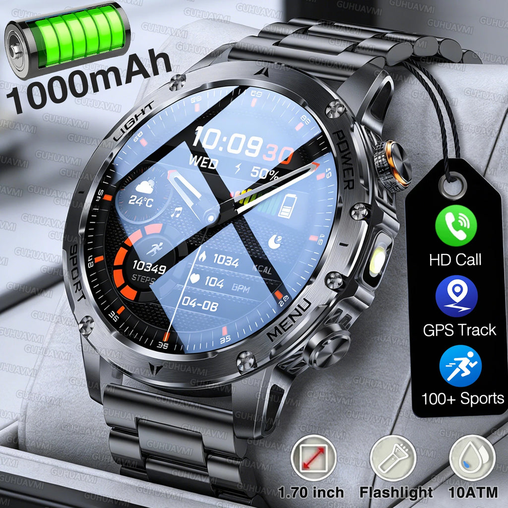 Durable Waterproof Smart Watch with Heart Rate, Bluetooth, GPS Tracker and Sports & Fitness