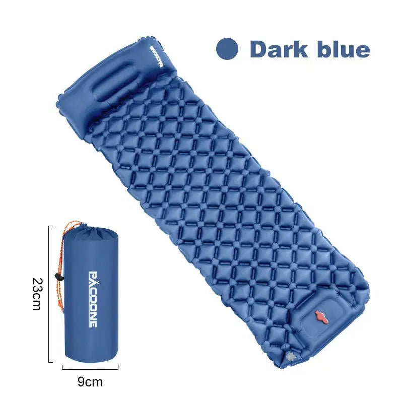 Camping Sleeping Pad Inflatable Mattress with Pillows Ultralight Air Mat Built-in Inflator Pump