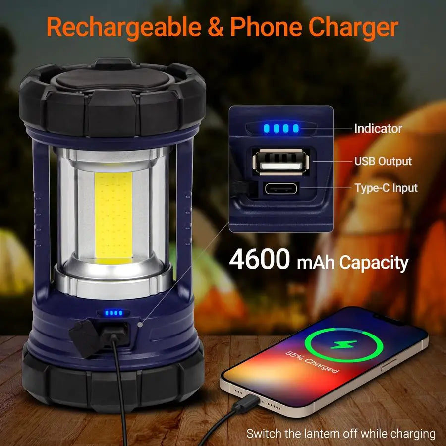 3200LM LED Phone Charger Rechargeable Camping Lantern