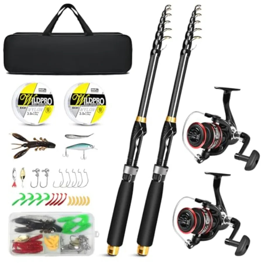 6.89ft Telescopic Carbon Fiber Fishing Rod and Reel Combo