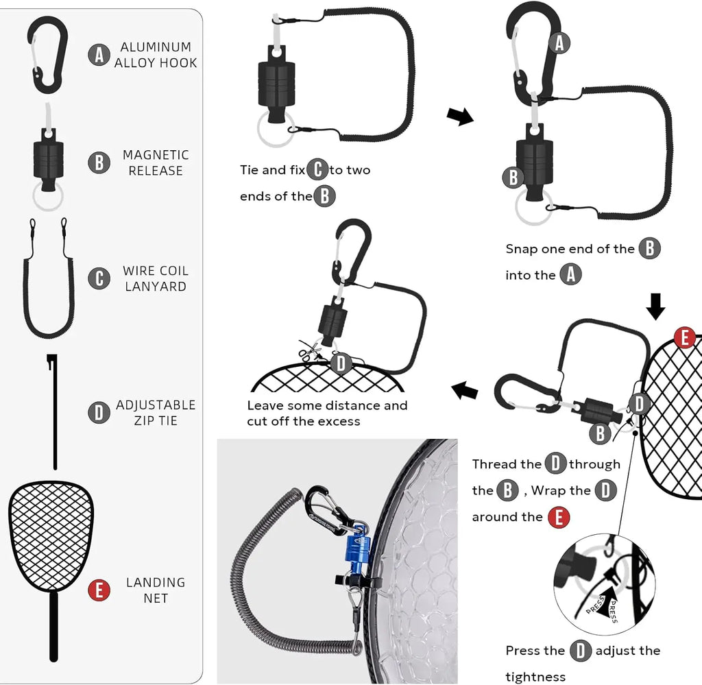 Durable Lightweight Carbon Fiber Fly Fishing Net with Soft Rubber Mesh