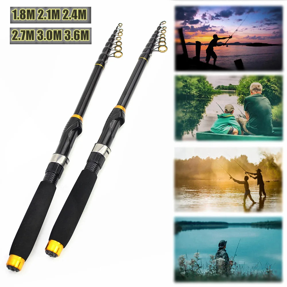 Carbon Fiber Fishing Rod Telescopic Travel Fishing Pole