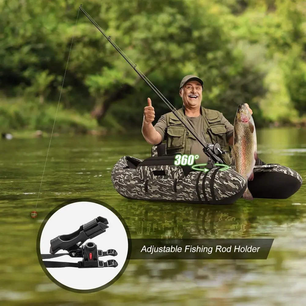 Inflatable 350lbs Fishing Boat with Paddle, Pump, Flippers, Fish Hook Stators, Fish Ruler, Storage Pockets