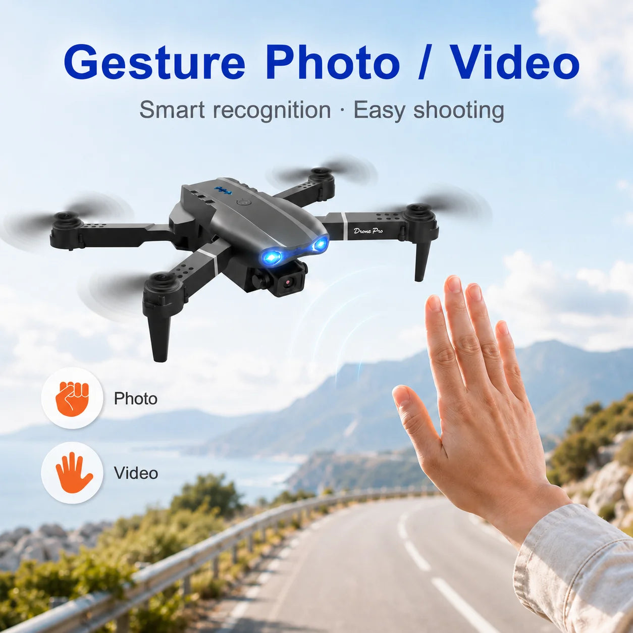 Drone With Screen Remote HD Dual Camera Optical Flow Hover 90° Adjustable Lens 50X Zoom 2.4G Real Time Image Transmission Foldable RC Quadcopter