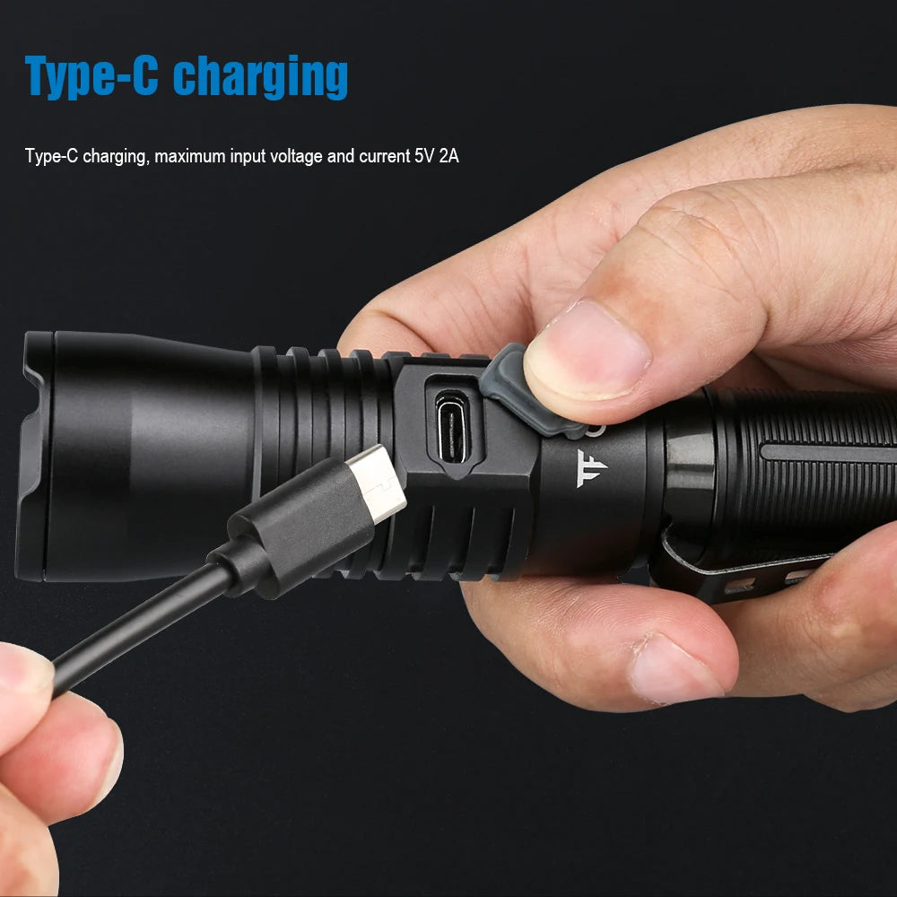 Tactical Flashlight with High Power Led and USB Rechargeable