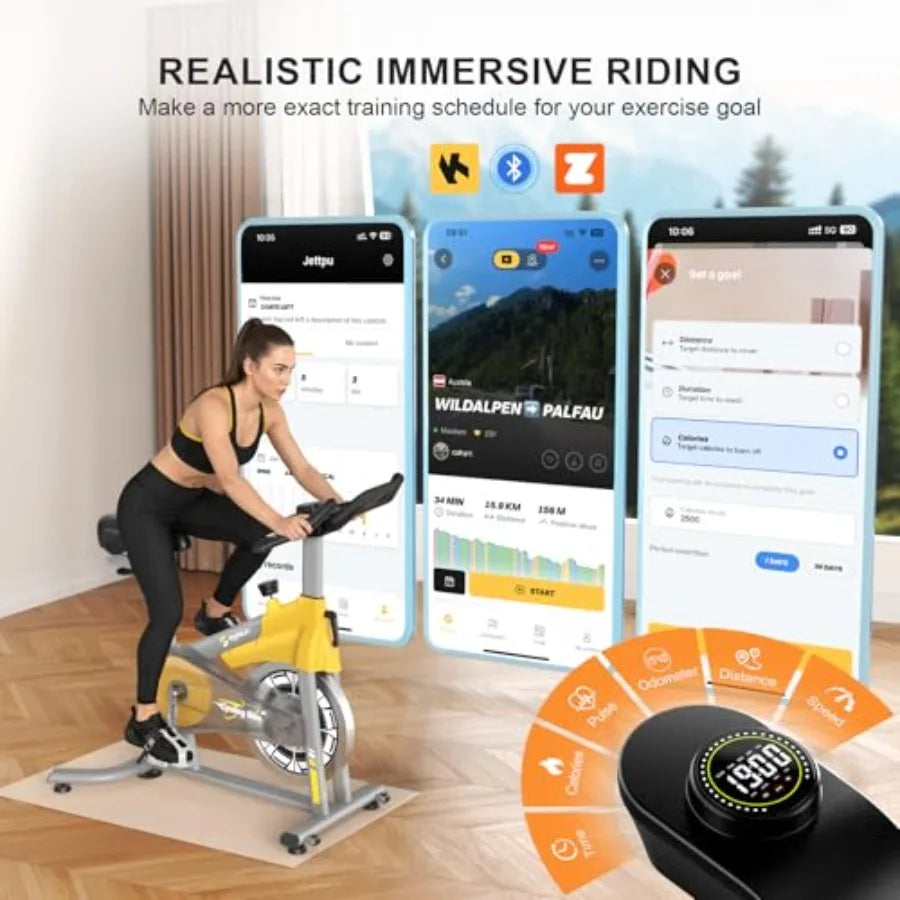 Home Exercise Bike with Adjustable Magnetic Brake Pad Resistance Silent Belt Drive
