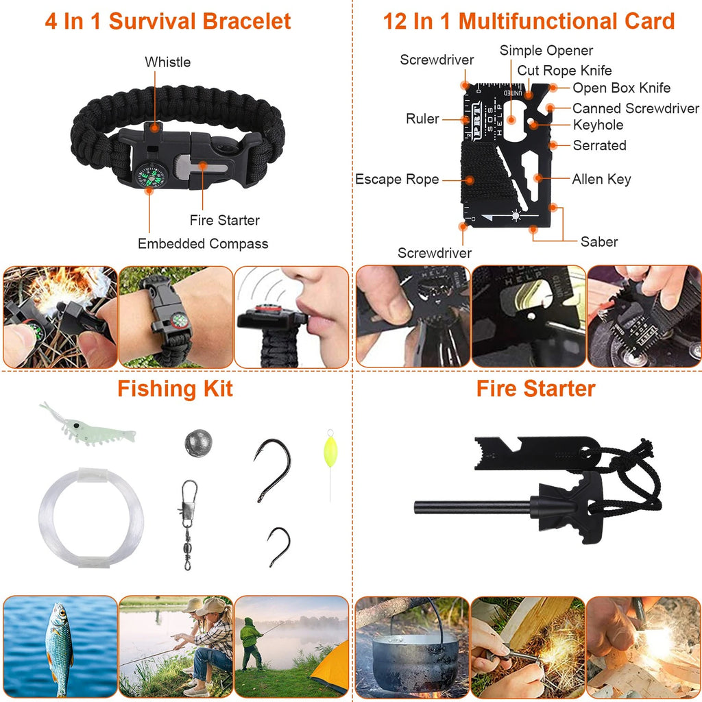 125 In 1 Emergency Kit Trauma Bag Outdoor Multifunction Camping Gear Survival Kit First Aid Kit SOS Wilderness Emergency Axe Kit