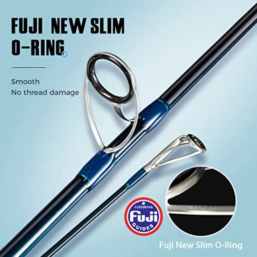 Full Carbon Surf Spinning Rod for Saltwater Fishing in Black/Blue 9ft-12ft Lightweight