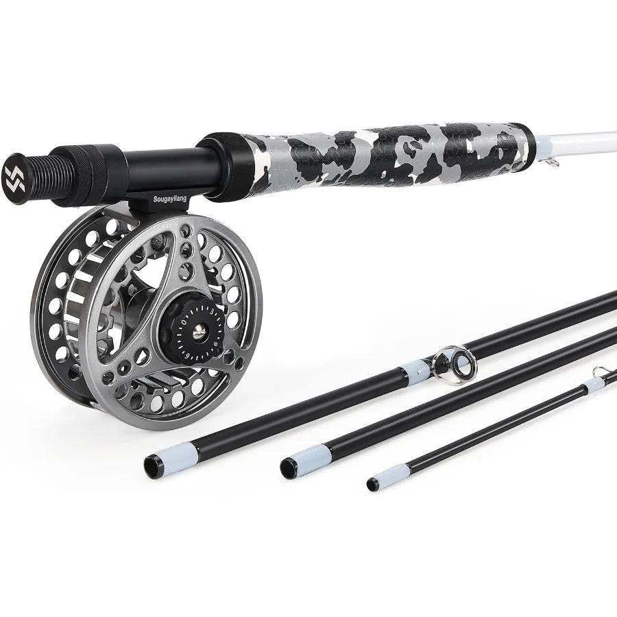 Standard Fly Fishing Combo Starter Kit 5 6 Weight 9' Fly Rod with SuperPolymer Handle for Freshwater and Saltwater