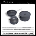 Outdoor Camping Picnic Aluminum Alloy Cooking Pot, Frying Pan and Kettle Set (Three-piece Tableware)