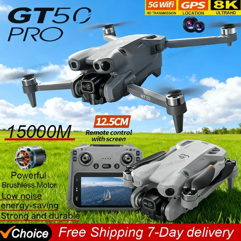 Drone with 8K HD Dual Cameras WiFi GPS 20mins Flight Aerial Photography