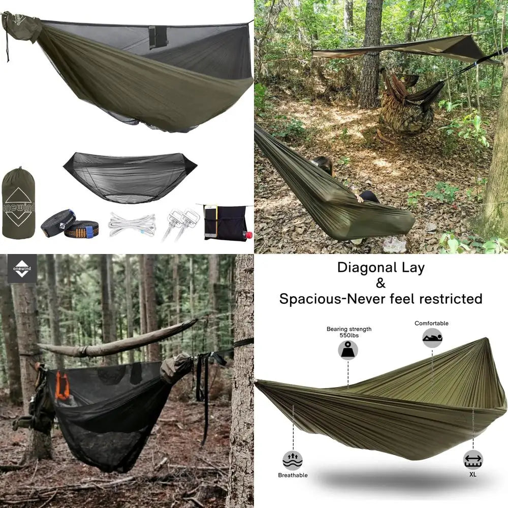 12Ft Ridgeline Double Camping Hammock with Mosquito Net