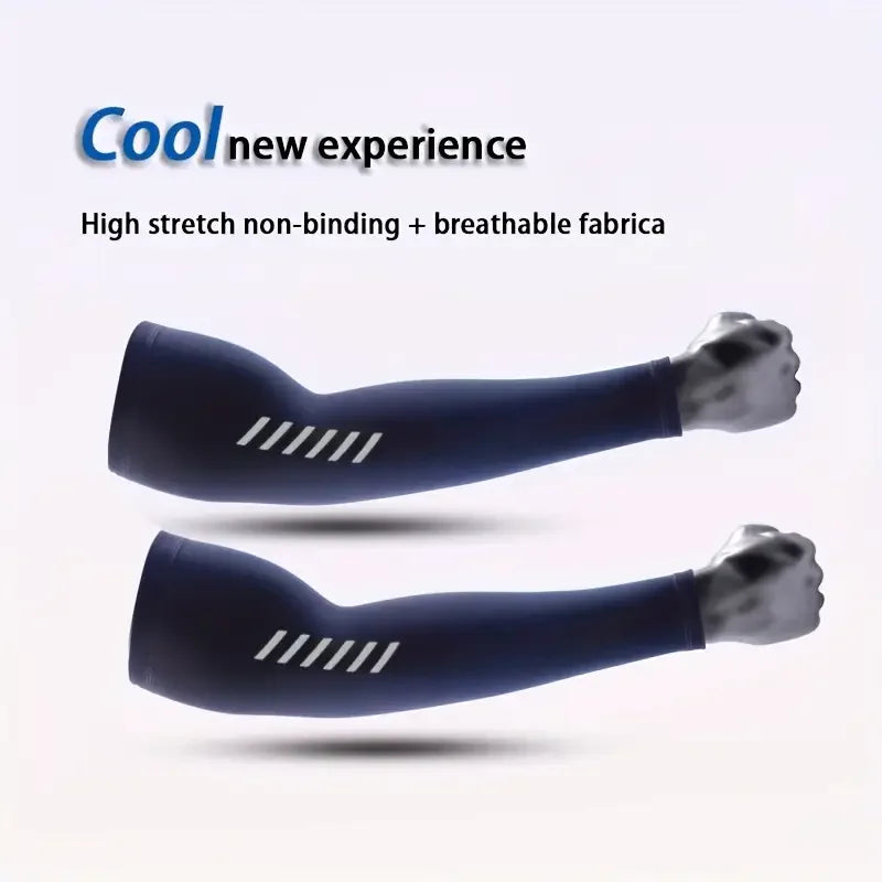 1 Pair Men's Lightweight Breathable Cooling Sports Sleeves Ice Silk Fabric Sweat-Absorbent for Cycling Fishing Running & Hiking from China