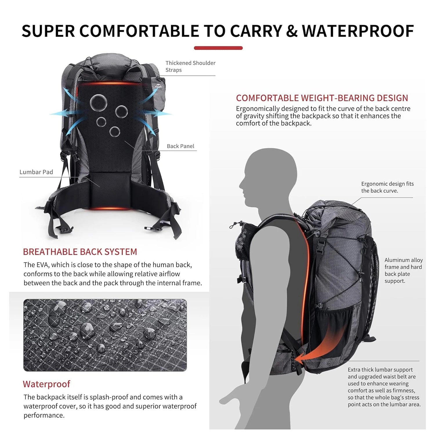 Outdoor Waterproof High Capacity Mountain Backpack
