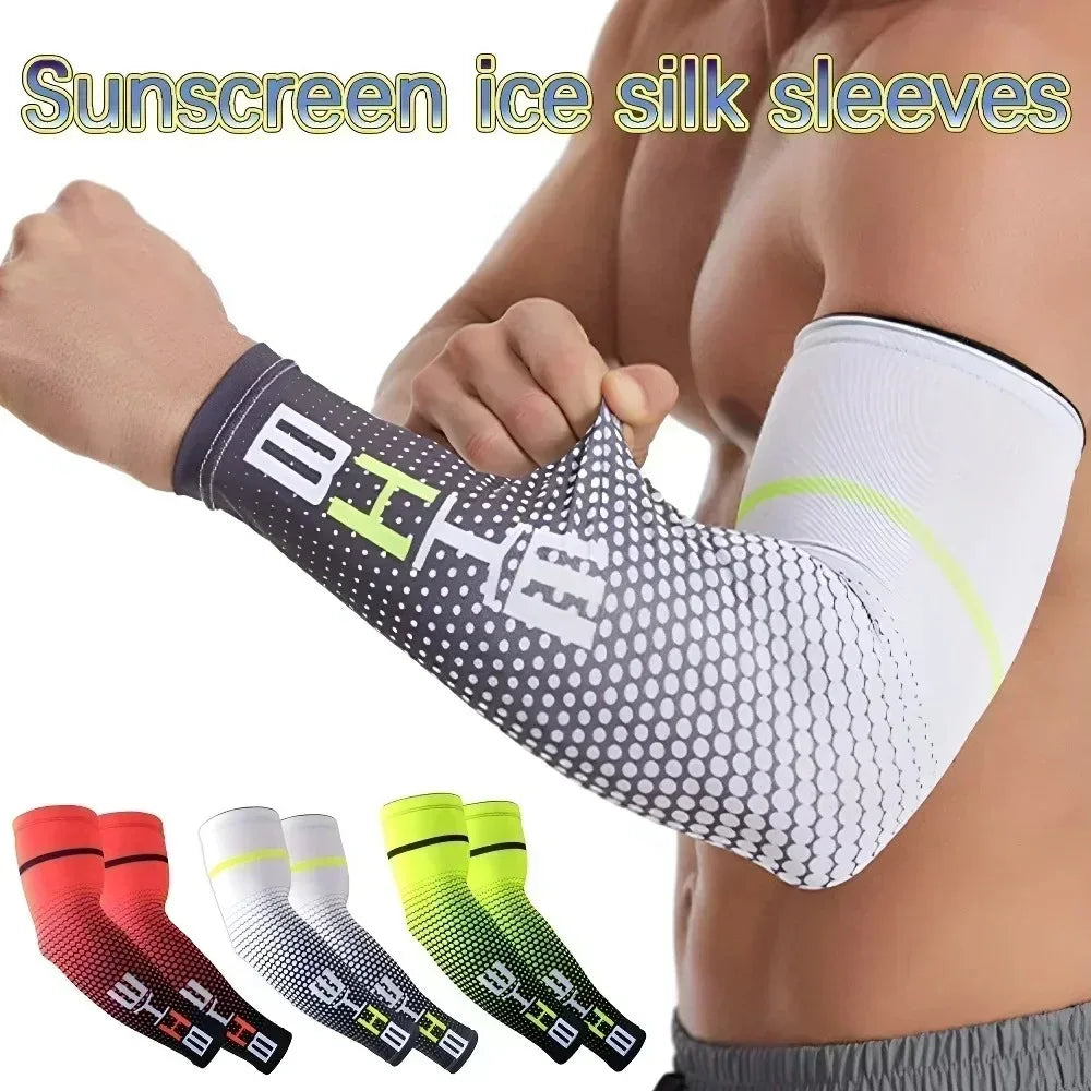 1 Pair Unisex Elastic Arm Sleeves UV Sun Protection Cooling Sports Sleeve for Summer Running Cycling and Outdoor Activities from China
