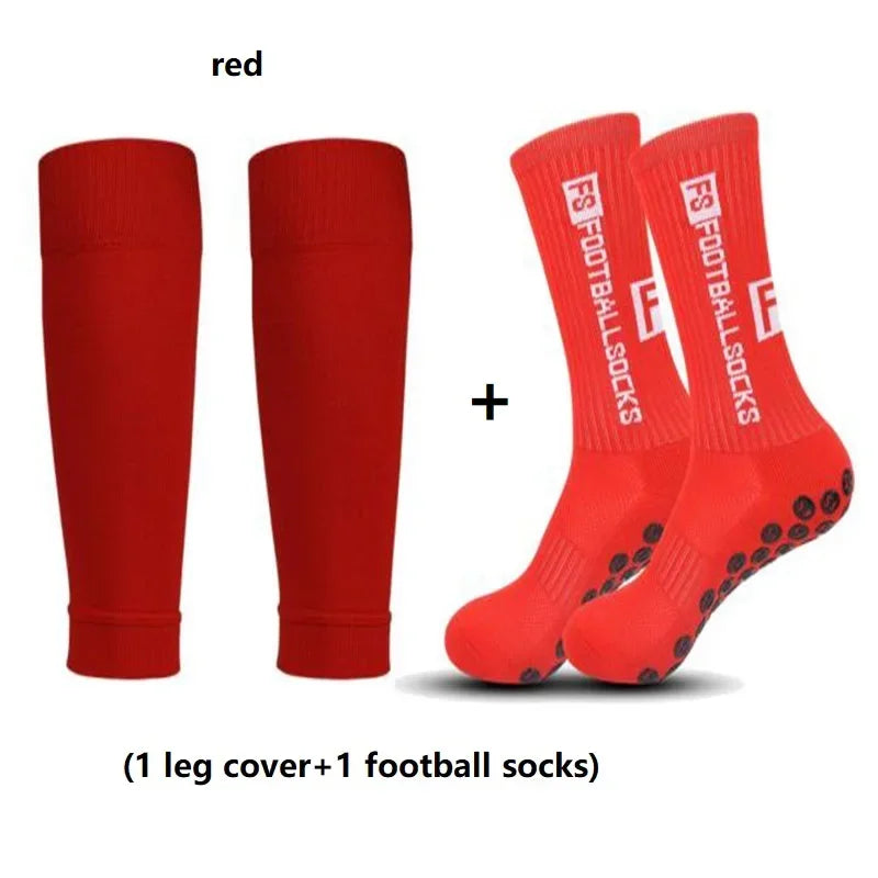 1 Set of High Quality FS Men's Leg Cover and Anti Slip Soccer Sports Socks