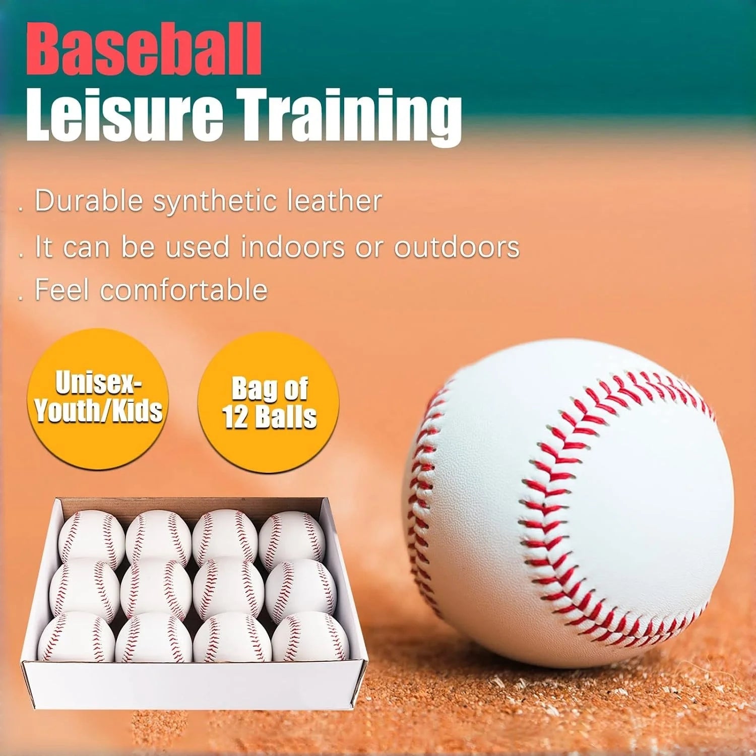 12 Pack 9inch Hardwood/soft Standard Size Adult Baseballs Leather Covered