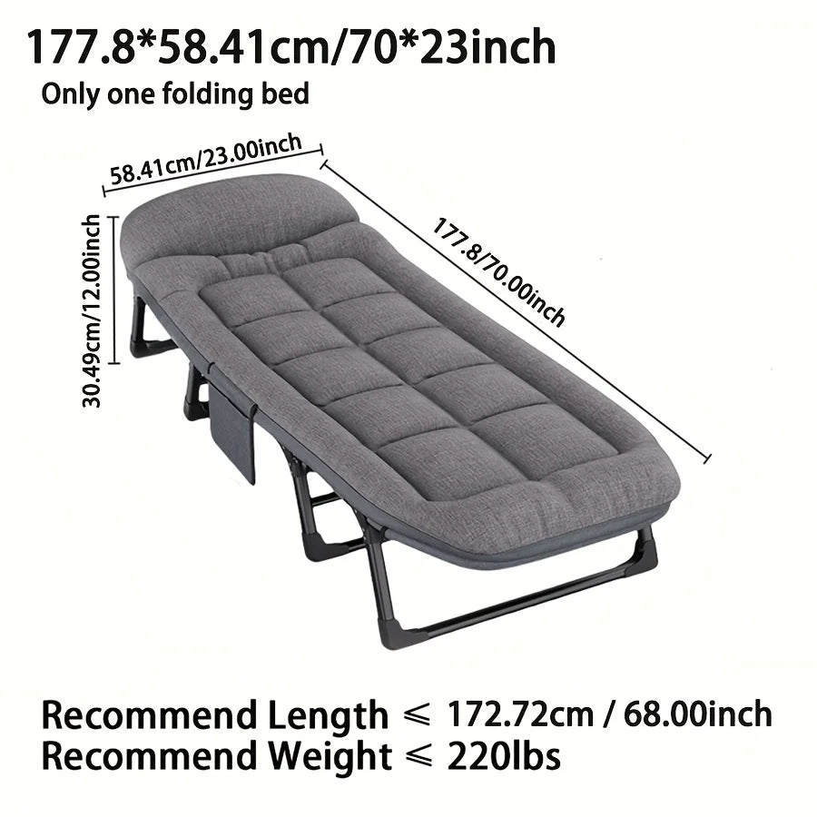 Heavy-Duty Adjustable Portable Folding Bed, Pillow & Blanket - 550 lbs Weight Capacity, Foldable Single Bed Frame from China