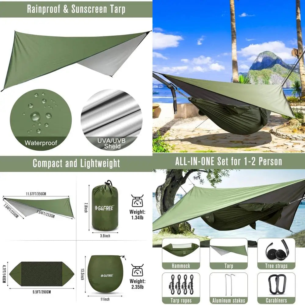 Large Camping Hammock with Bug Net and Rain Cover