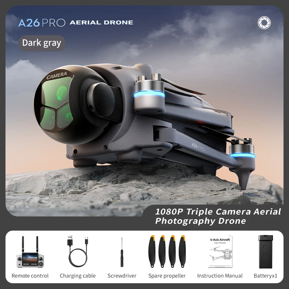 Lenovo A26 Pro Drone 4K HD 8k Triple Camera FPV Brushless Motor Obstacle Avoidance Foldable RC Quadcopter Professional Aerial from China