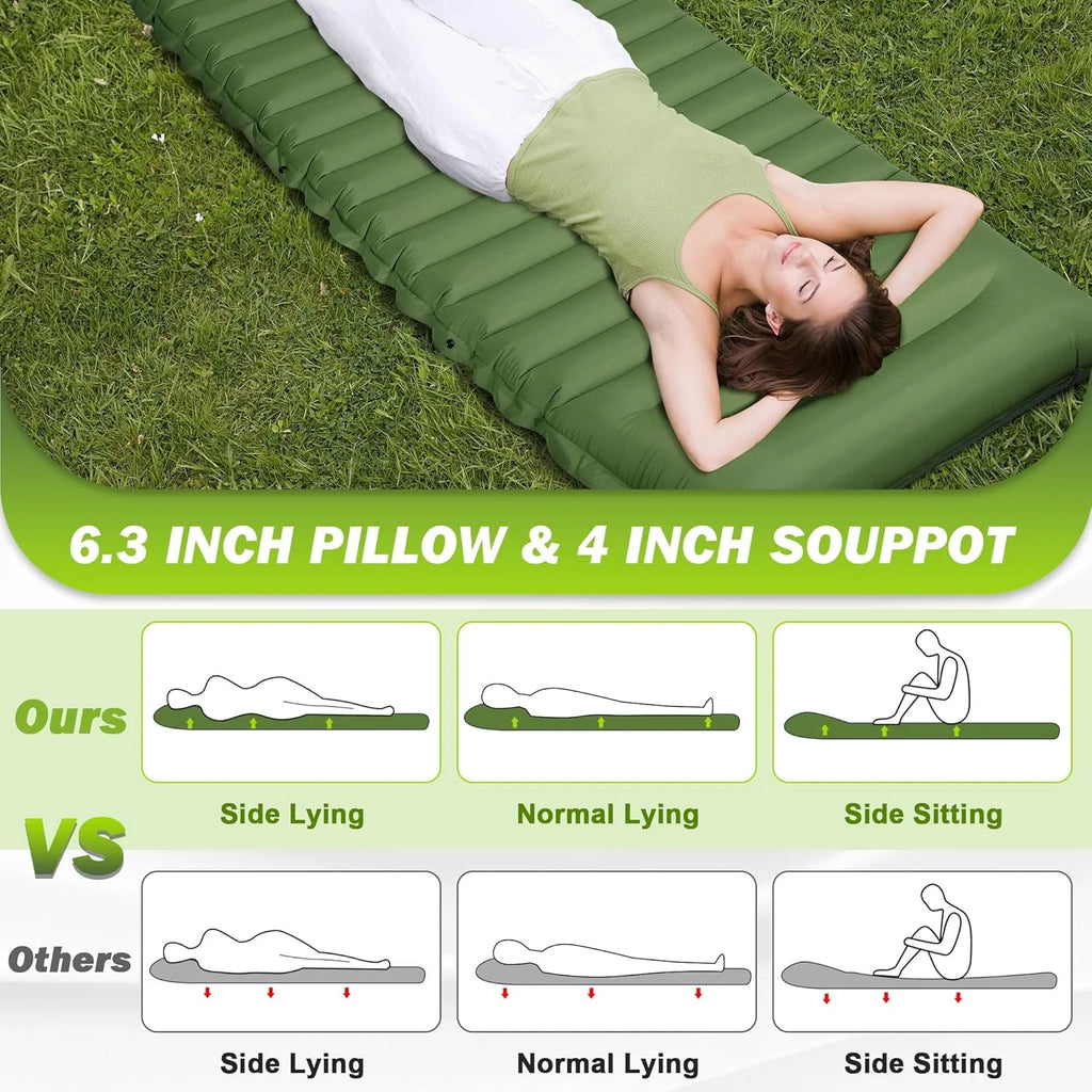 Extra Thick 4 Inch Outdoor Camping Sleeping Pad  with Built-in Foot Pump from China