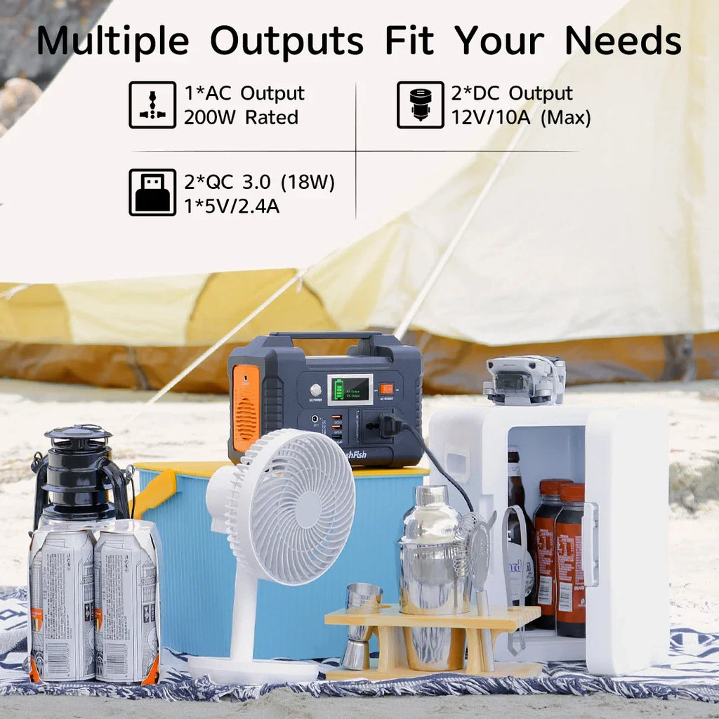 200W Portable Power Station 151Wh Solar Generator AC110V 100-240V DC Output Large-Capacity Backup Power for Home Camping Outdoor