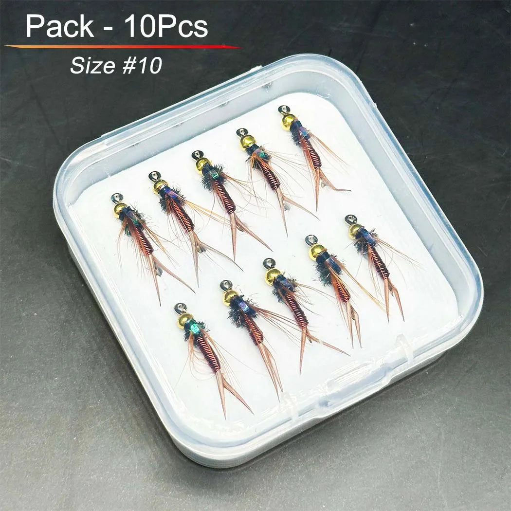 5/10Pcs Fly Fishing Lures Artificial Insect Bait Brasshead Prince Nymph Fresh Water Trout Salmon Pike Bass Wet Flie Bionics Fly from China