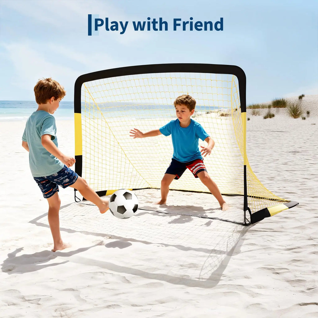 6x4ft Pop Up Soccer Goal Set Of 2 Backyard Soccer Net Portable Training Equipment With Ball Cones Pump For Kids Youth