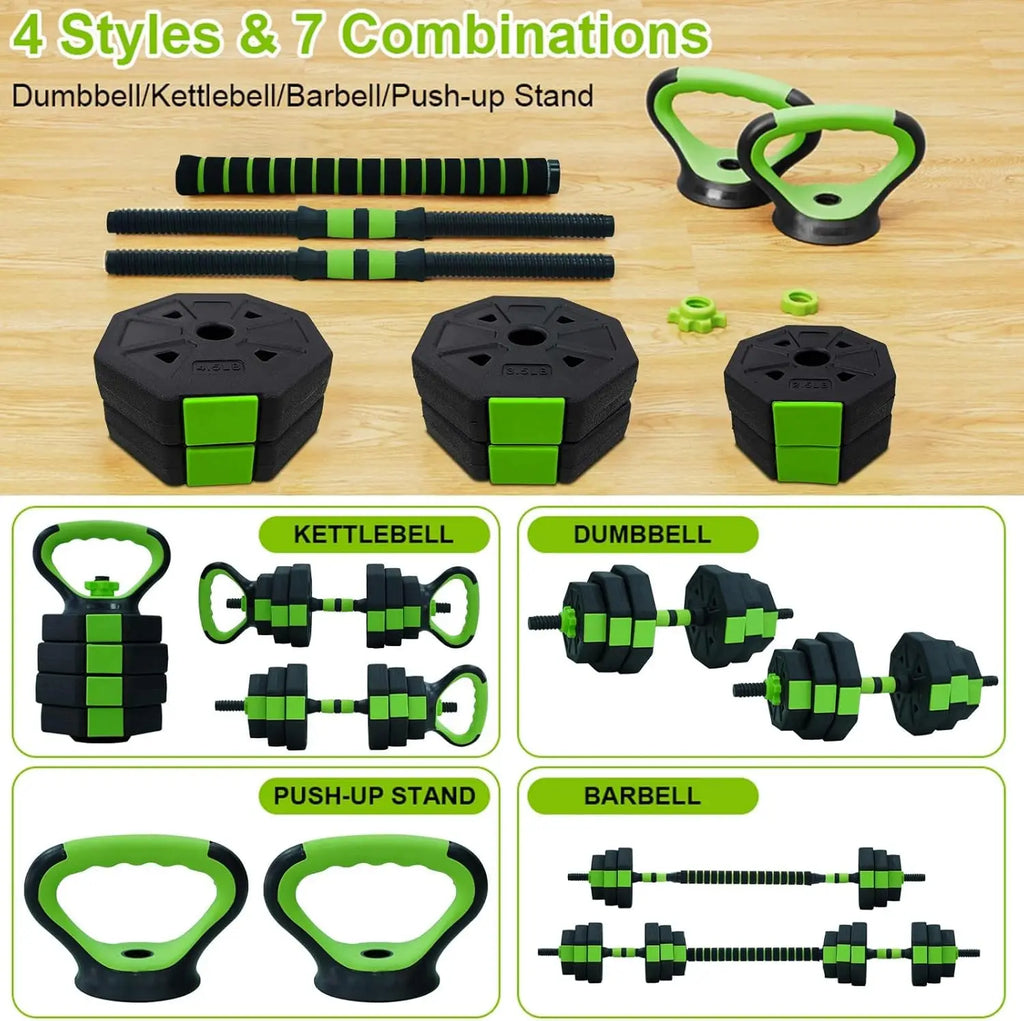 66lbs/88lbs Weight 4 in 1 Adjustable Barbell Kettlebell Set Home for GYM