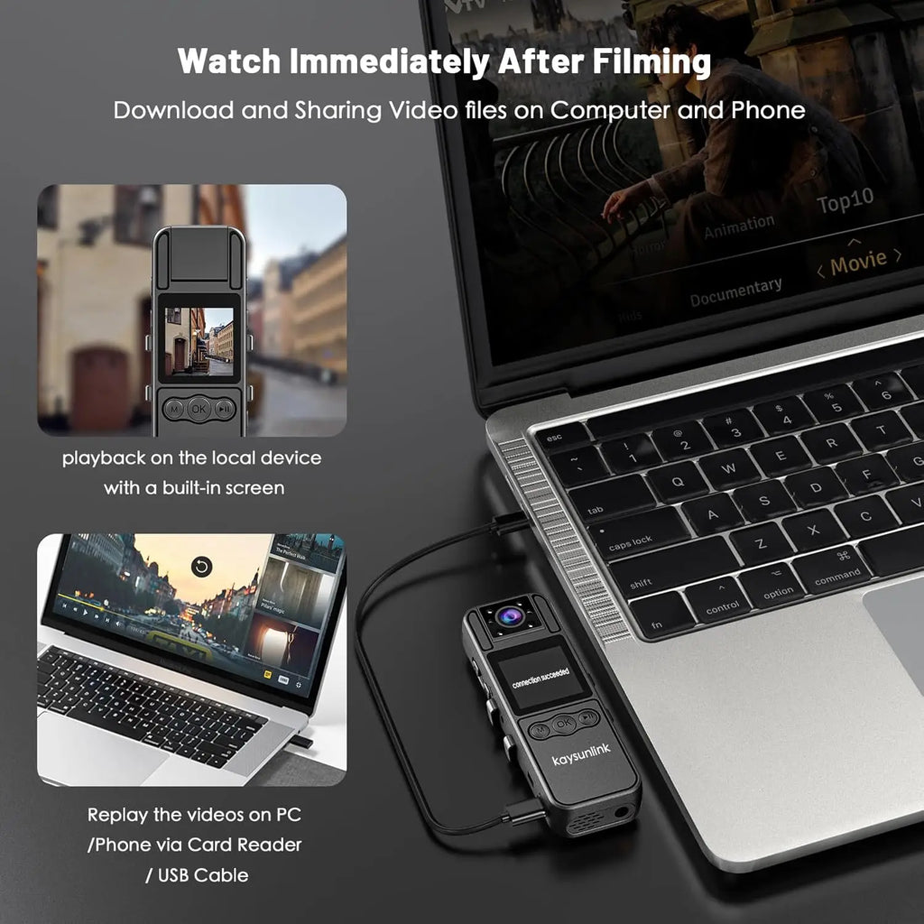 1080P FHD Mini Wearable Body Camera with Night Vision, 64GB Storage, 6-Hour Battery