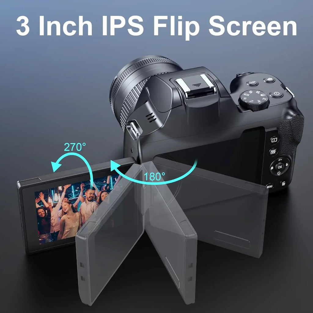 72MP Digital Camera with 4K WiFi Livestream Webcam, 12X Optical Zoom and Auto Focus