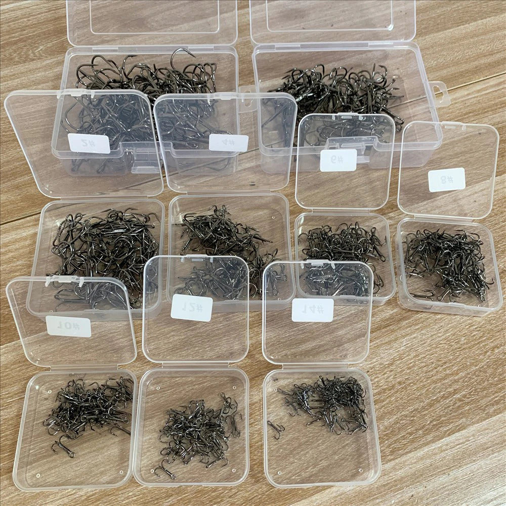 50Pcs High Carbon Treble Hooks Sizes 4/0# 6# 10# 12# 16#