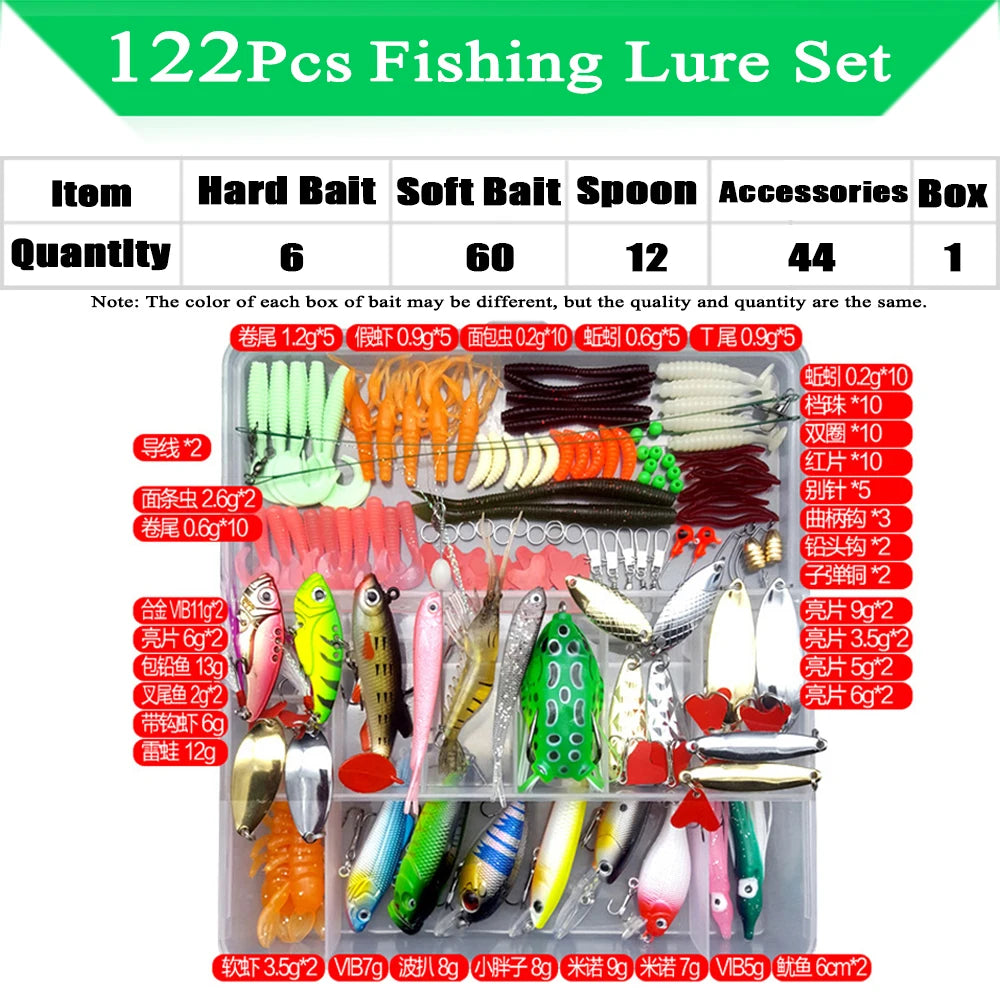 Fishing Lure Kit with Soft and Hard Bait