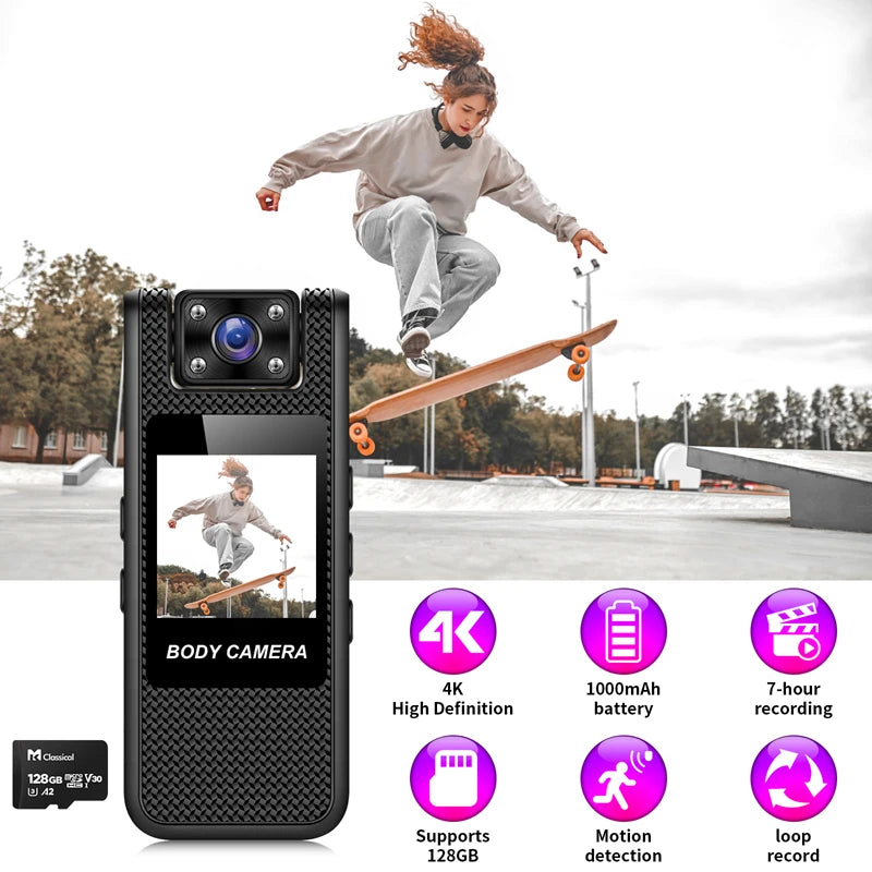 Smart Body Camera Wifi 4K HD Camera Infrared Night Vision Action Camera Outdoor Back Clip Mini Recording Camera from China