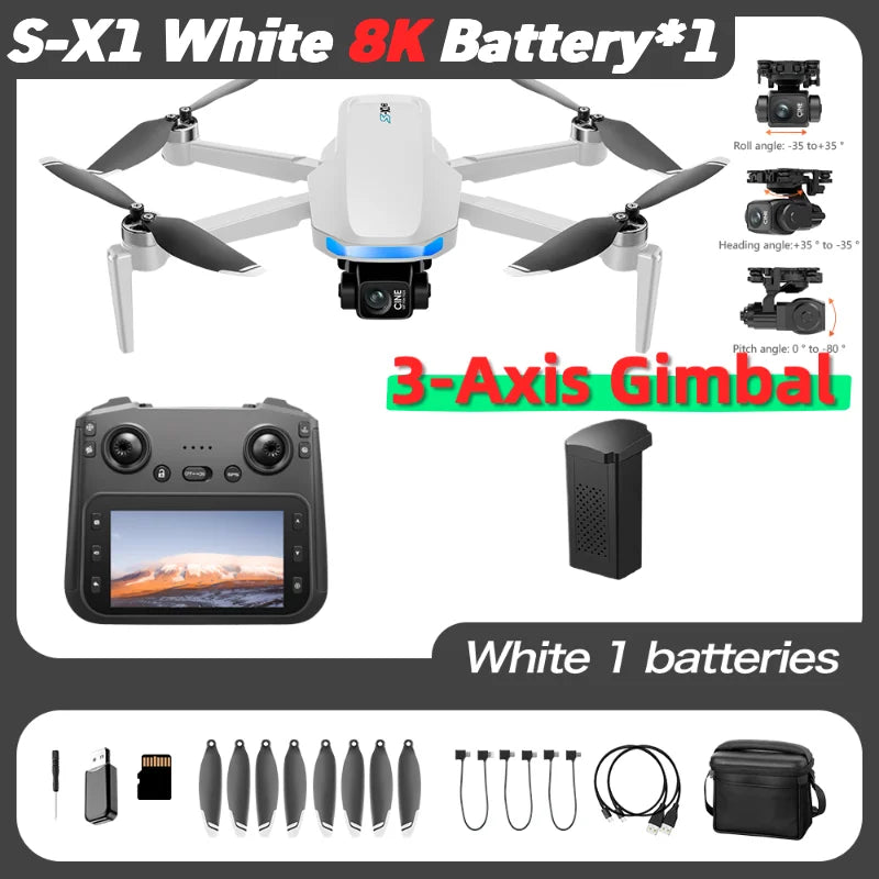 Lenovo S-X1 Professional GPS Drone 8K HD 3 Axis Gimbal Camera 5G WIFI FPV Brushless Obstacle Avoidance RC Quadcopter Drone from China