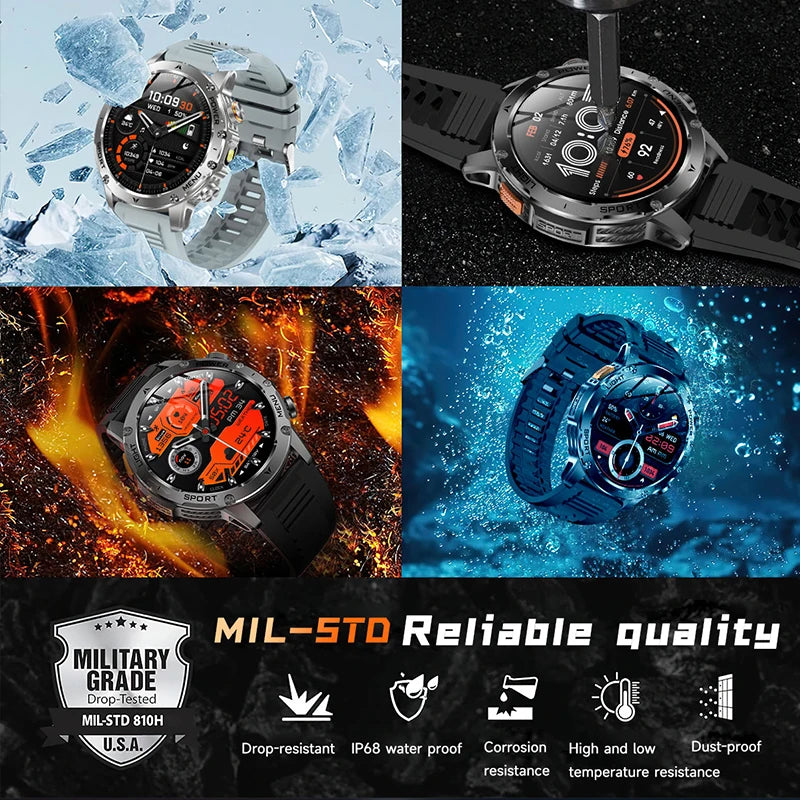 Durable Waterproof Smart Watch with Heart Rate, Bluetooth, GPS Tracker and Sports & Fitness