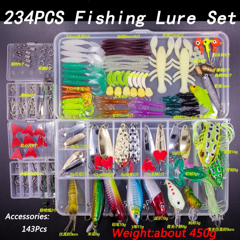 Fishing Lure Kit with Soft and Hard Bait