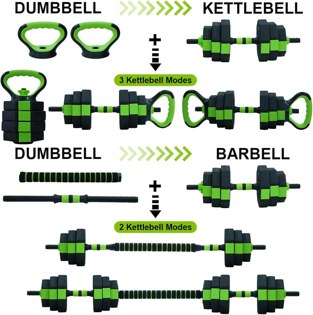 66lbs/88lbs Weight 4 in 1 Adjustable Barbell Kettlebell Set Home for GYM