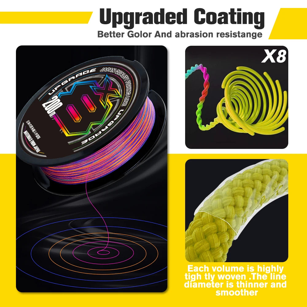 1000M/500M Japan Original X-BRAID Upgrade X8 Super Strong Saltwater Fishing Line 8 Strands Multifilament Muiltcolor PE line from China