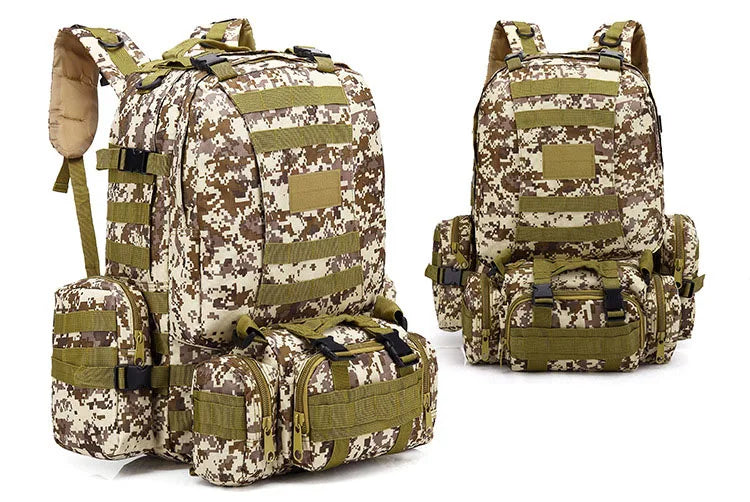Men's Large Capacity 55L Backpack Tactical Backpack Outdoor Hiking Climbing Army Rucksacks Waterproof Camping Bags