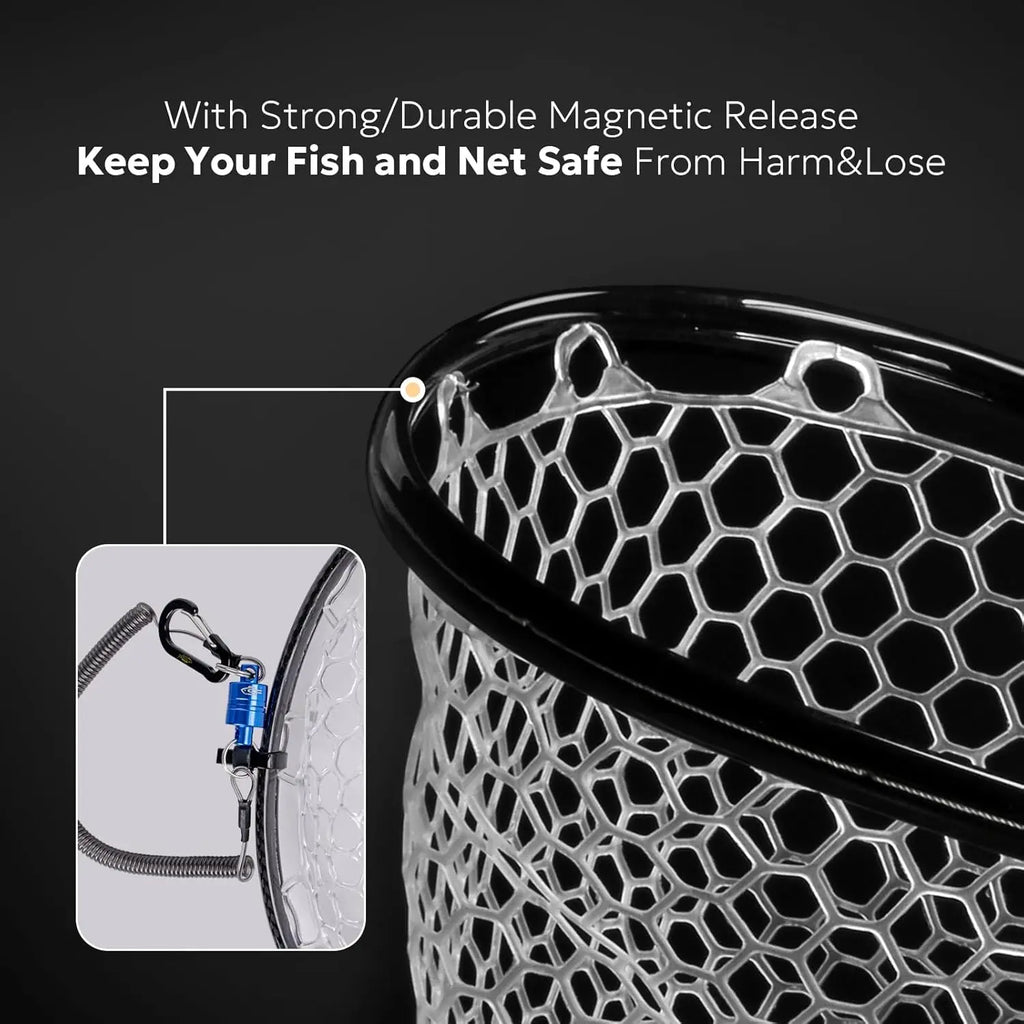 Durable Lightweight Carbon Fiber Fly Fishing Net with Soft Rubber Mesh
