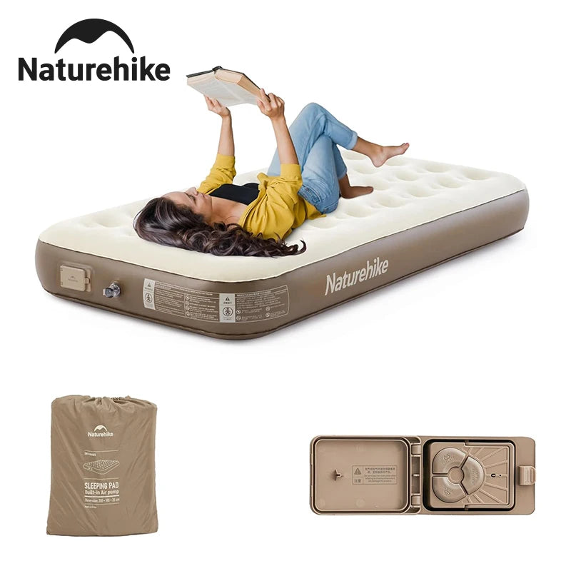 Camping Mattress 1 Person Air Bed with Built-in Pump