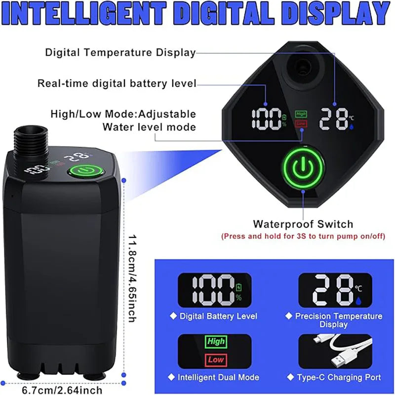 Rechargeable Portable Camping Shower with Intelligent LED Display and Shower Pump