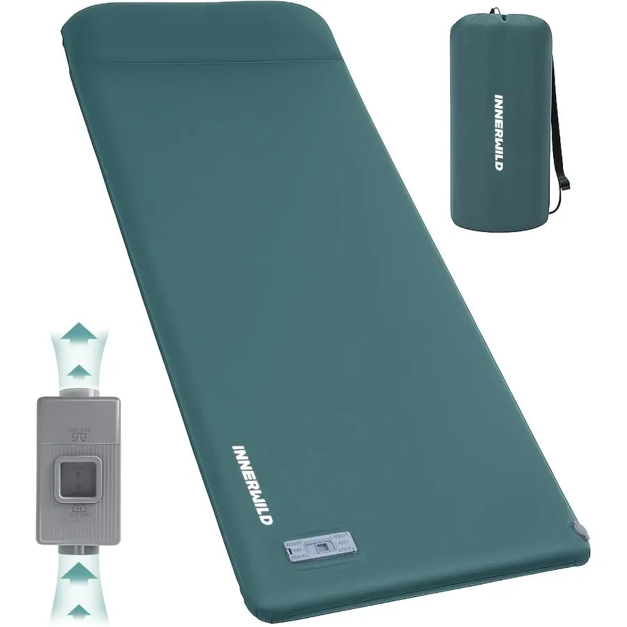 3.15 Thick Self-Inflating Sleeping Pad for Camping with Built-in Pillow and Electric Pump